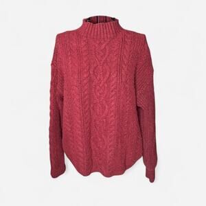 Old Navy SoSoft Cable-Knit Mock Neck Sweater Burgundy Marl Medium